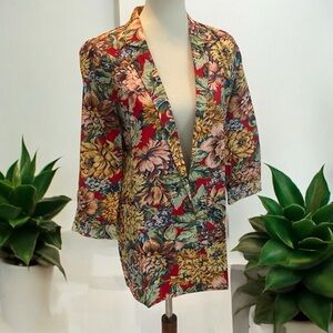 Vintage 80s Floral Lightweight Blazer * Has pockets *